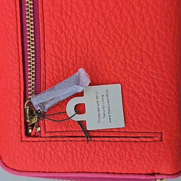 NWT NEW Fossil Emma Neon Pink Googly Eye Clutch Wallet Wristlet - Picture 10 of 12